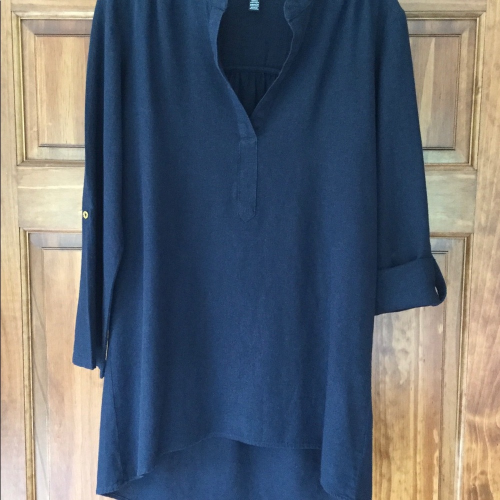 Ellen Tracy Navy Linen Tunic S